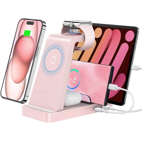 5 in 1 Charging Station iPhone 16e 16 15 14 13 12 Pro Max Apple Watch Airpods - Picture 1 of 12